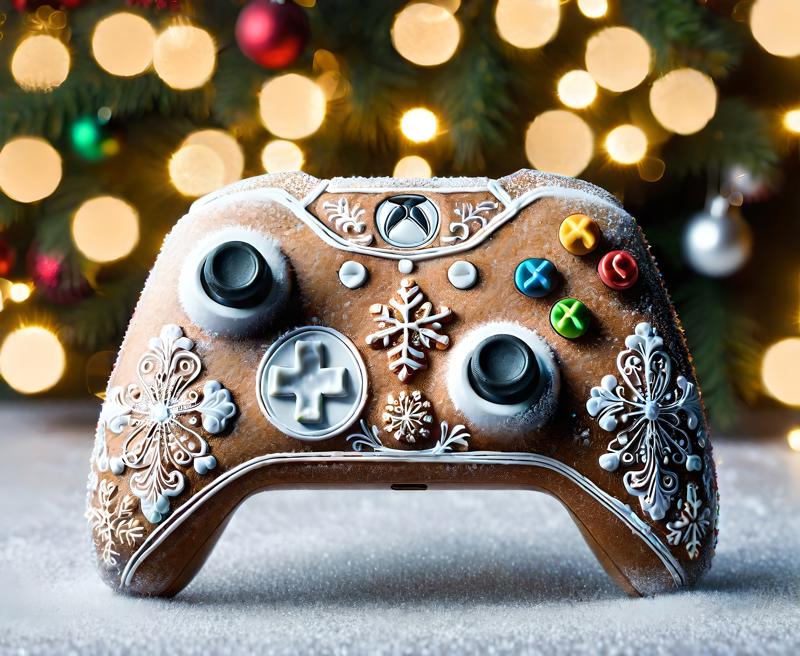 00013-nightvisionXLPhotorealisticPortrait_release0770Bakedvae-xbox controller made of ginger bread studio photo.jpg